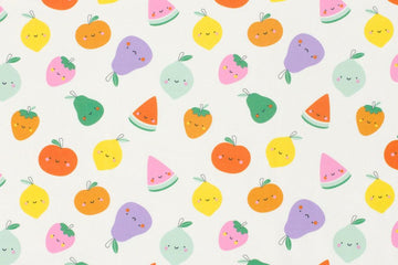 Jersey mit bunten Früchten, Obst, wollweiß, 0,5 m